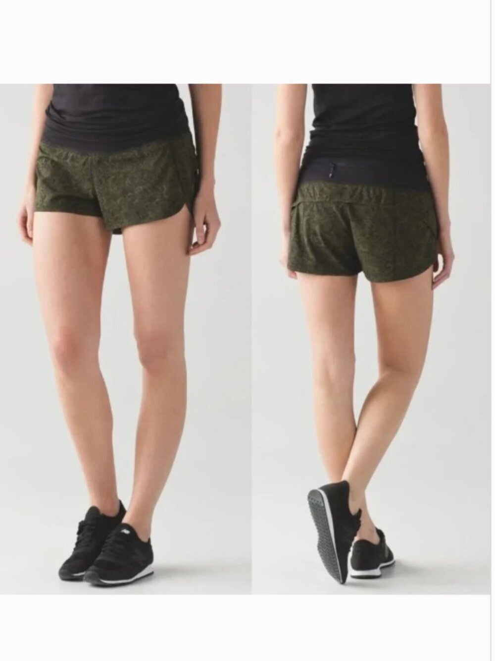 Lululemon Speed Short Mini Pencil Lace Brave Olive Black/Black womens size 6